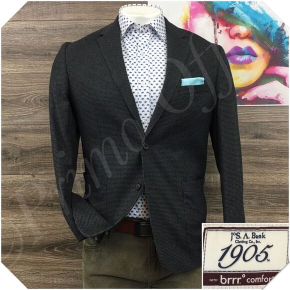JOS A BANK Mens Blazer Sport Coat Casual Jacket Size‎ L ( 40R ) Cotton Suit